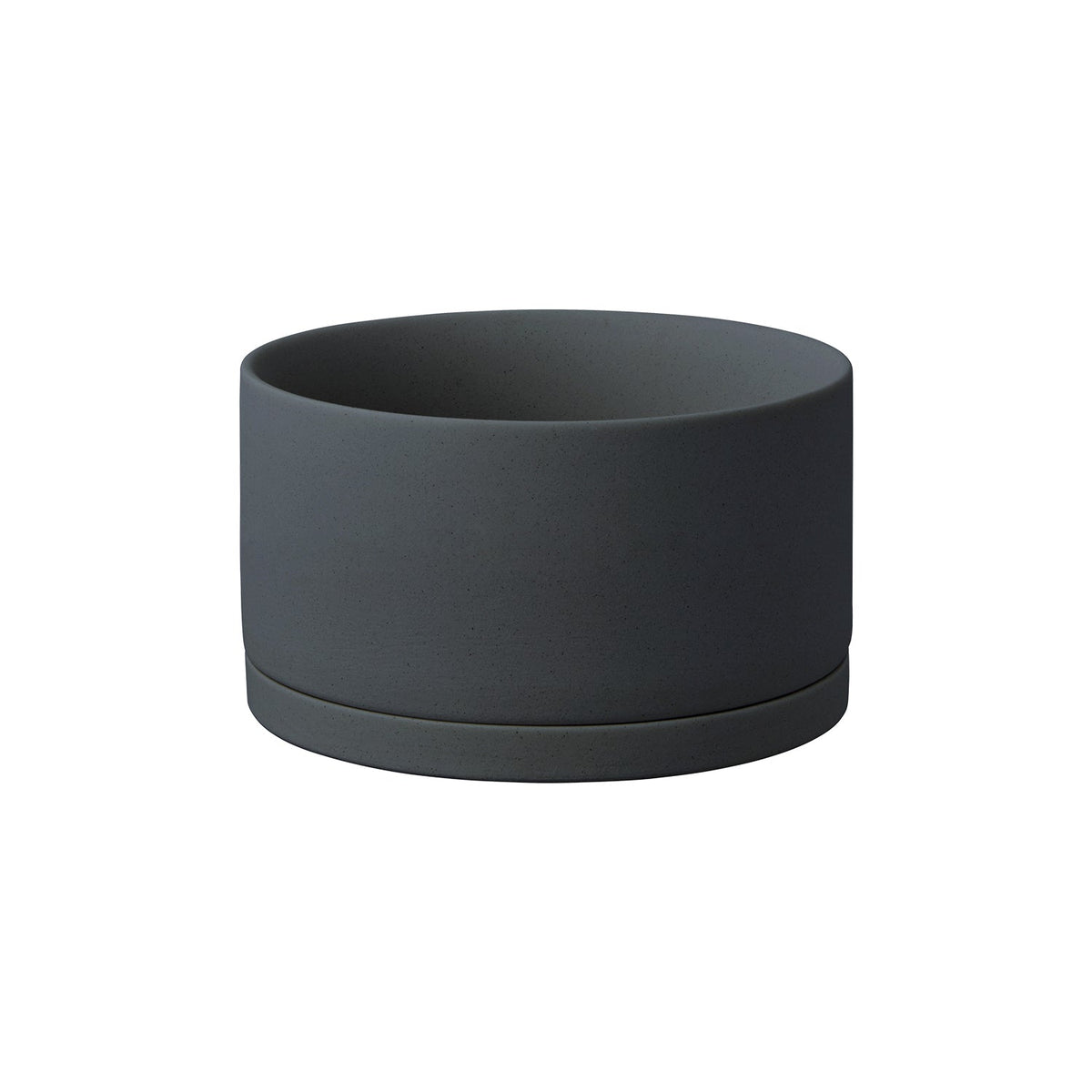 KINTO 191_ Plant Pot 170 x 100 mm, 191_ Plant Pot 170 x 100 mm in Earth Grey or Dark Grey, Glazed Earthenware With Drainage Hole, Wipe Dry and Use Indoors, Made in China, 17 x 17 x 10 cm and 1100 g, Earth Grey or Dark Grey
