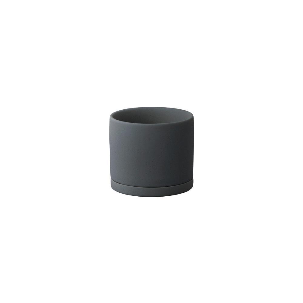 KINTO 191_ Plant Pot 85 x 80 mm, 191_ Plant Pot 85 x 80 mm in Earth Grey or Dark Grey, Glazed Earthenware With Drainage Hole, Wipe Dry and Use Indoors, Made in China, 8.5 x 8.5 x 8 cm and 280 g, Earth Grey or Dark Grey