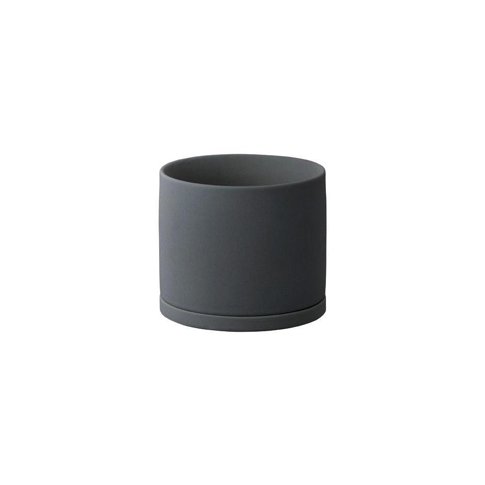 KINTO 191_ Plant Pot 105 x 95 mm, 191_ Plant Pot 105 x 95 mm in Earth Grey or Dark Grey, Glazed Earthenware With Drainage Hole, Wipe Dry and Use Indoors, Made in China, 10.5 x 10.5 x 9.5 cm and 450 g, Earth Grey or Dark Grey
