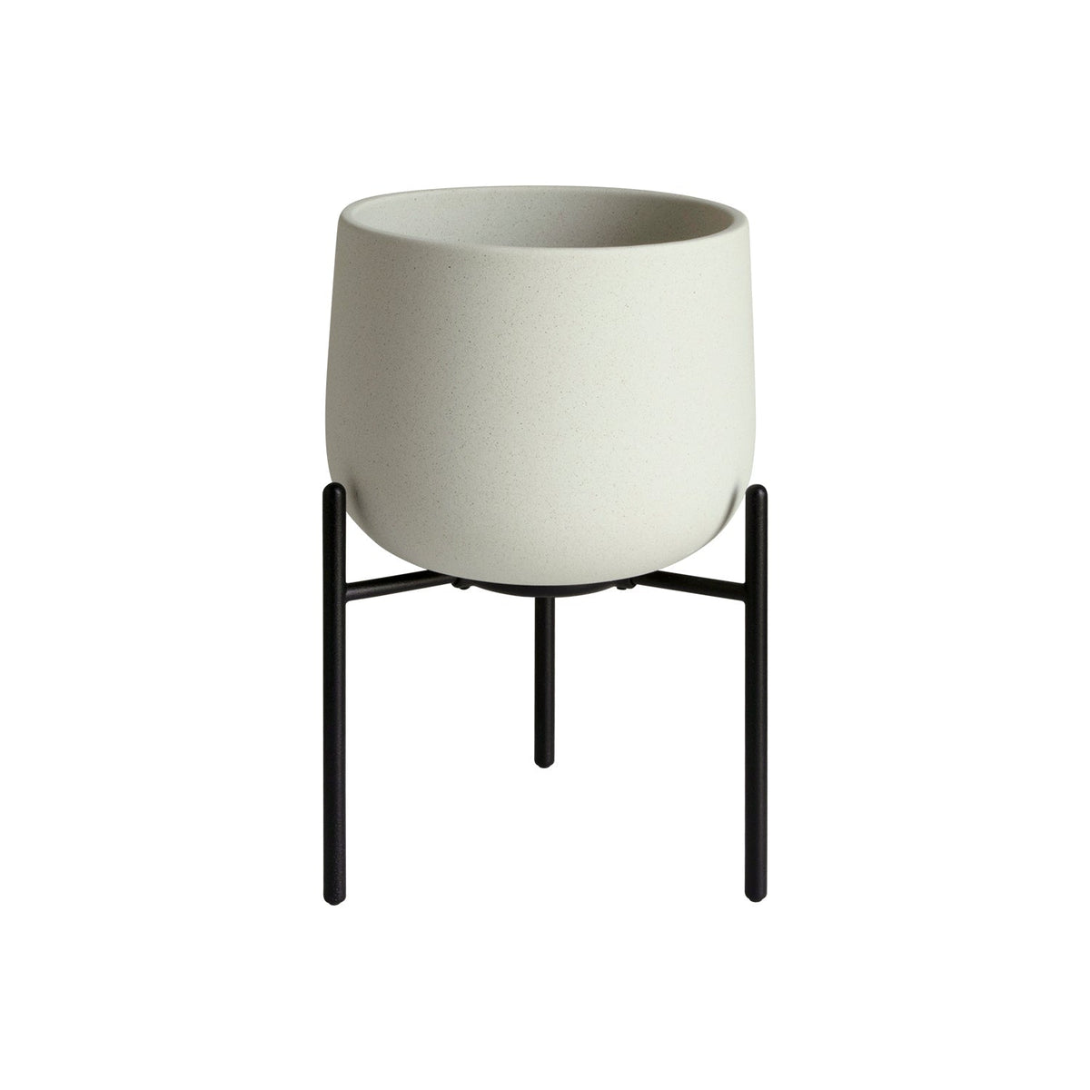 KINTO 211_ Plant Pot With Stand 135 mm, 211_ Plant Pot With Stand 135 mm in Earth Grey or Dark Grey, Glazed Earthenware With Drainage Hole, Wipe Dry and Use Indoors, Made in China, 15.5 x 13.5 x 23 cm and 920 g, Earth Grey or Dark Grey