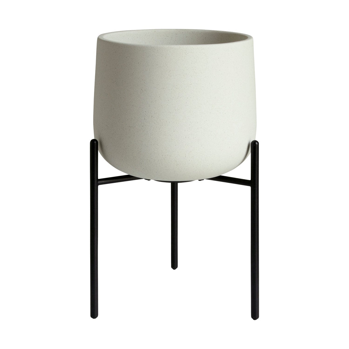 KINTO 211_ Plant Pot With Stand 160 mm, 211_ Plant Pot With Stand 160 mm in Earth Grey or Dark Grey, Glazed Earthenware With Drainage Hole, Wipe Dry and Use Indoors, Made in China, 18 x 16 x 28.5 cm and 1370 g, Earth Grey or Dark Grey