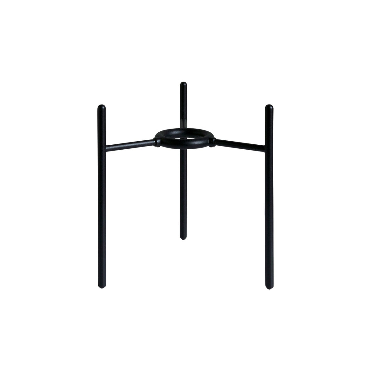 KINTO Black Plant Pot Stand for 160 mm Plant Pot, Black Powder-Coated Zinc Alloy Stand for a 160 mm Plant Pot, Carries Up to 7 kg, Indoor Use, Plant Pot and Plant Not Included, Made in China, 15.7 x 13.6 x 18.5 cm and 300 g, Black