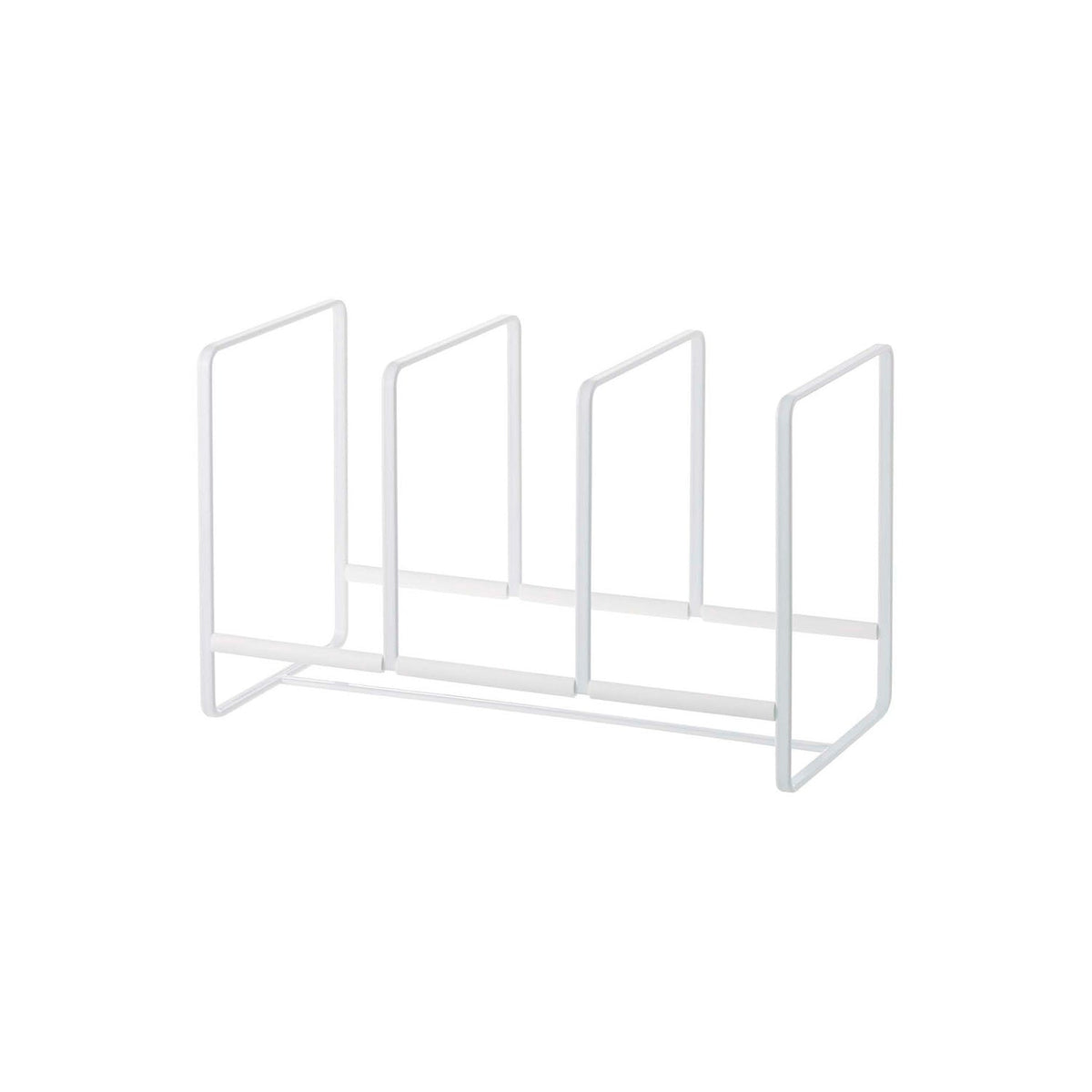 Yamazaki Tower Wide Dish Rack L, Wide Rack That Stands 20 to 24 cm Plates Upright in a Cupboard So They Do Not Touch and Come Out Smoothly, Silicone Stoppers Stop Sliding, Holds 9 kg, 33 x 16.5 x 20 cm and 610 g, White or Black