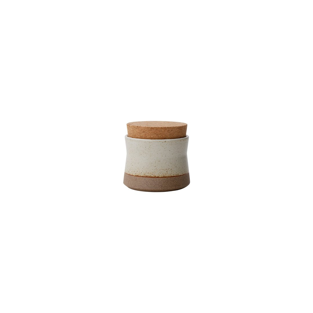 KINTO CLK-211 Porcelain Canister 70 mm, CLK-211 Porcelain Canister 70 mm in White or Black Holding 100 mL, Container microwave and dishwasher safe, Made in Japan and China (cork lid), 7 x 7 x 6.5 cm and 140 g, White or Black