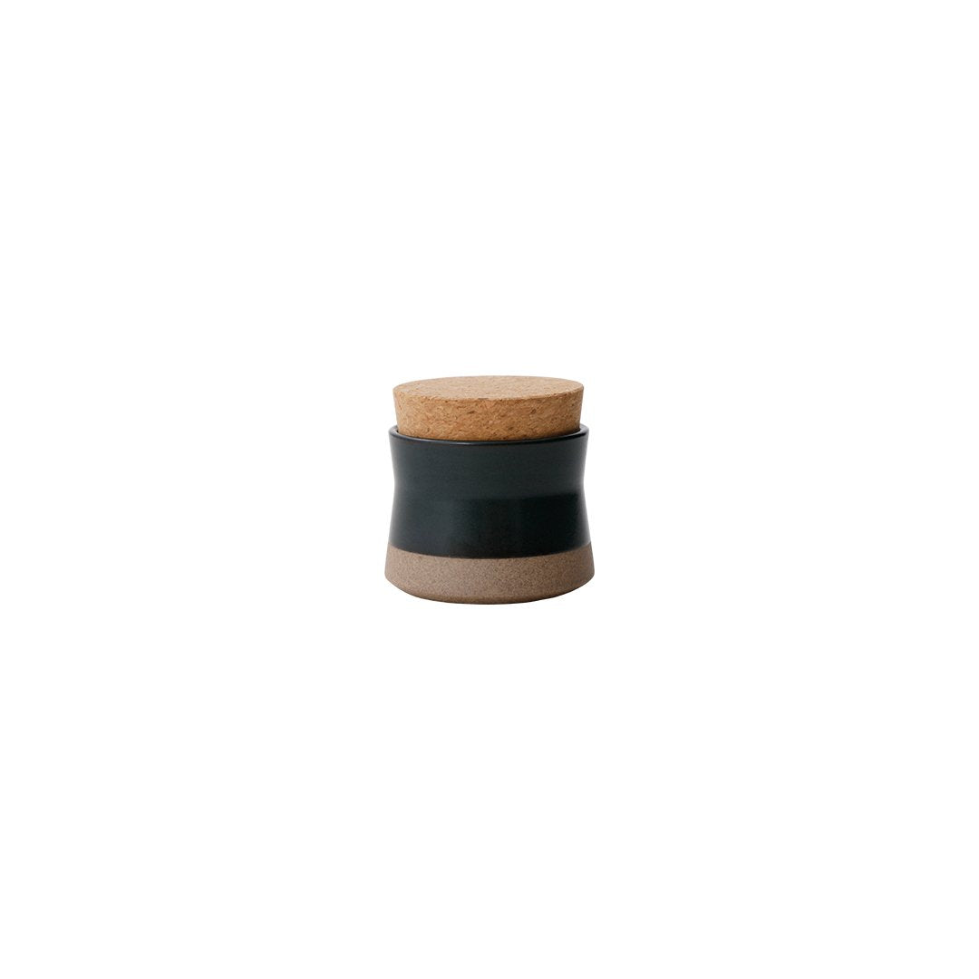 KINTO CLK-211 Porcelain Canister 70 mm, CLK-211 Porcelain Canister 70 mm in White or Black Holding 100 mL, Container microwave and dishwasher safe, Made in Japan and China (cork lid), 7 x 7 x 6.5 cm and 140 g, White or Black