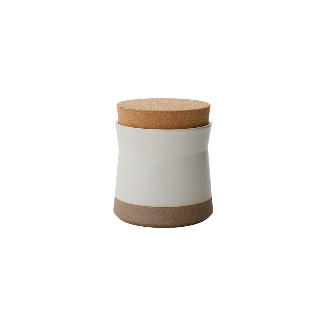 KINTO CLK-211 Porcelain Canister 100 mm, CLK-211 Porcelain Canister 100 mm in White or Black Holding 400 mL, Container microwave and dishwasher safe, Made in Japan and China (cork lid), 10 x 10 x 10.5 cm and 350 g, White or Black