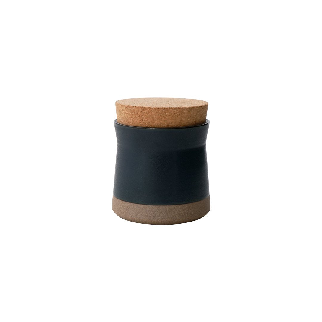 KINTO CLK-211 Porcelain Canister 100 mm, CLK-211 Porcelain Canister 100 mm in White or Black Holding 400 mL, Container microwave and dishwasher safe, Made in Japan and China (cork lid), 10 x 10 x 10.5 cm and 350 g, White or Black