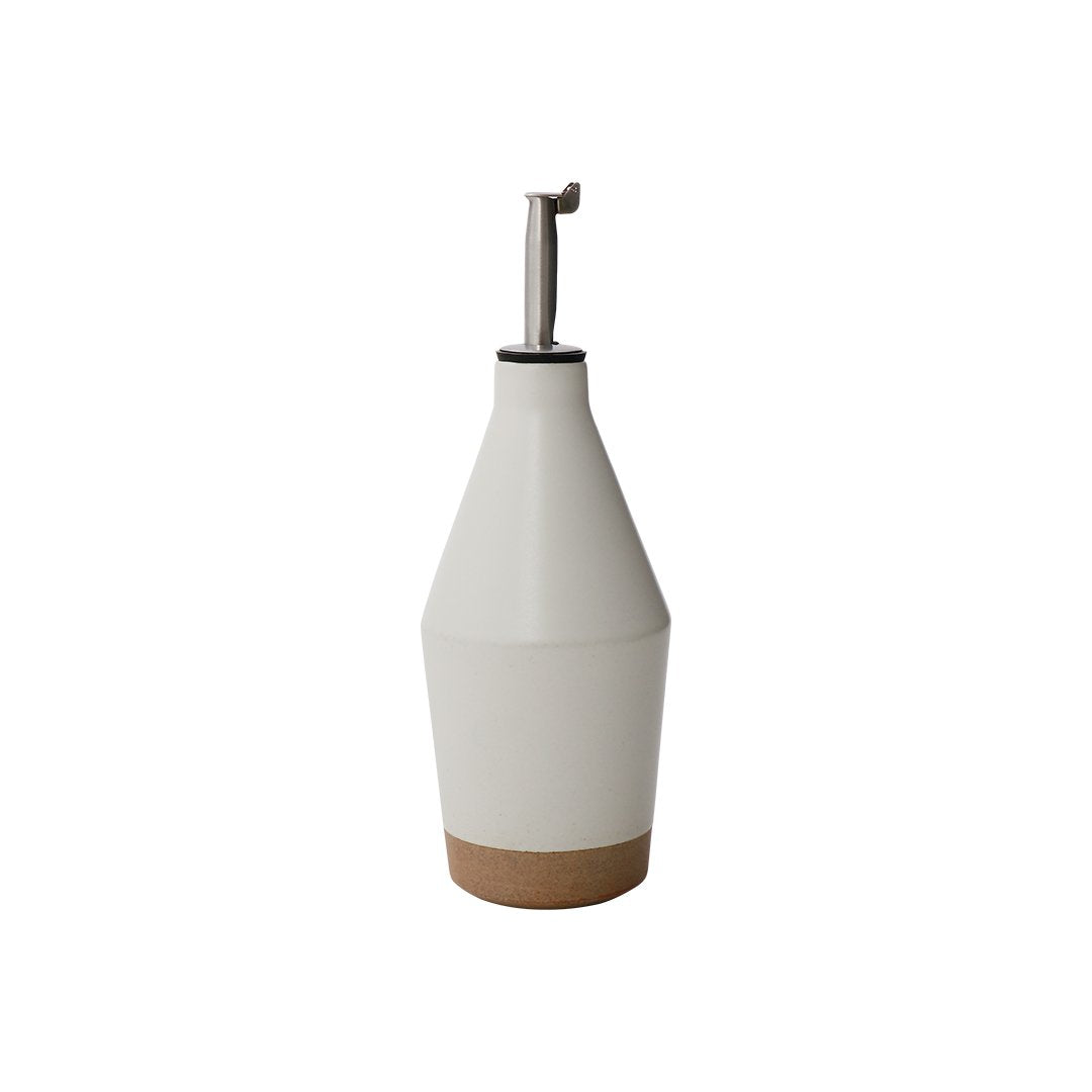 KINTO CLK-211 Porcelain Oil Bottle 75 mm, CLK-211 Porcelain Oil Bottle 75 mm in White or Black Holding 300 mL, Bottle microwave and dishwasher safe, Made in Japan and China (spout), 7.5 x 7.5 x 20 cm and 200 g, White or Black