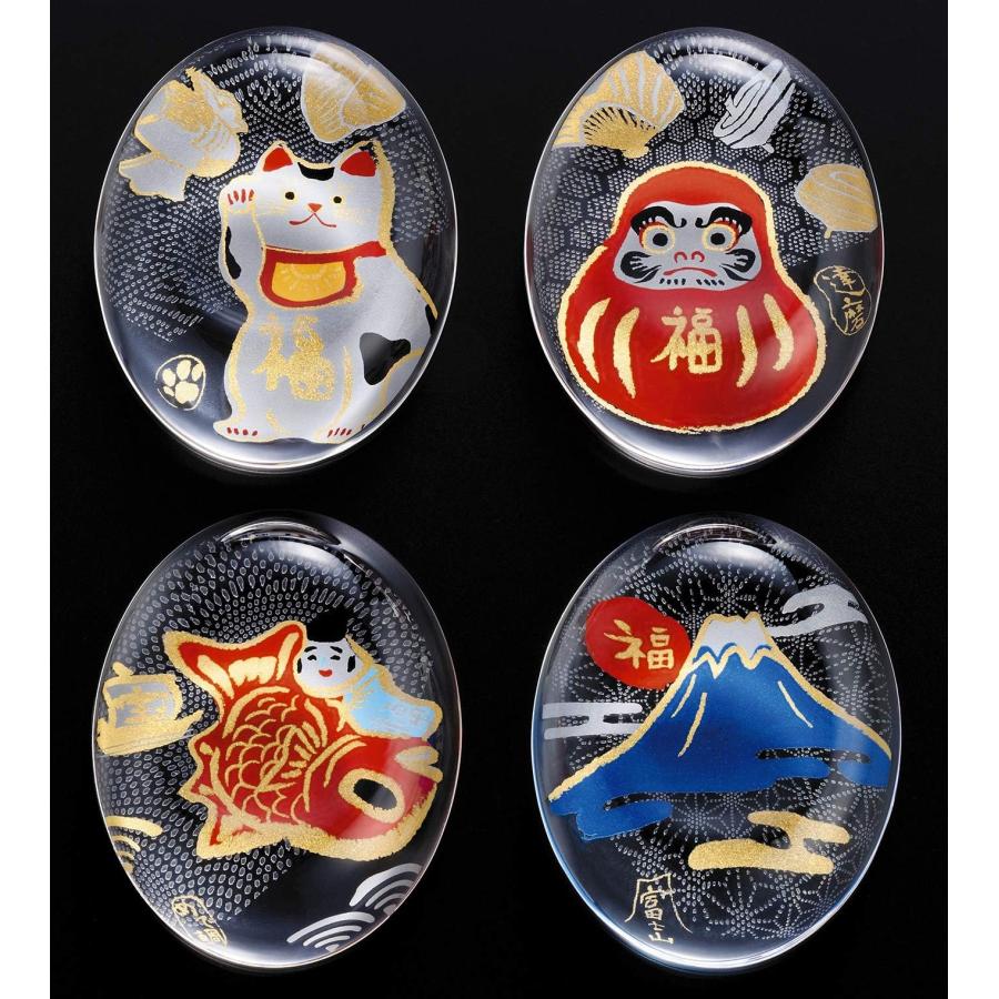 ADERIA Medetamono Lucky Charm Glass Chopstick Rest Set, 4 Designs