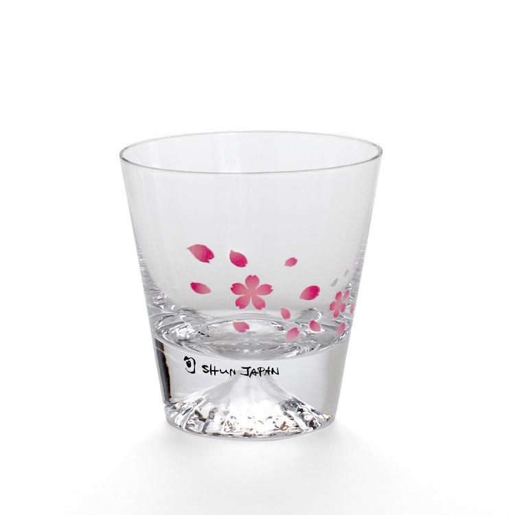 Marumo Takagi Color-Changing Sakura Mt. Fuji Rock Glass 270 ml In Wooden Box
