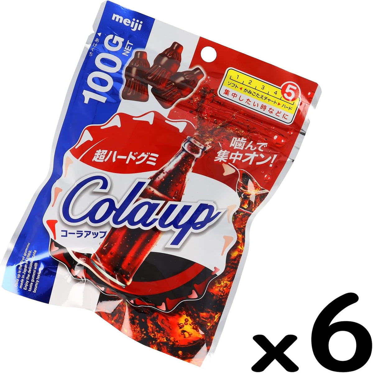 MEIJI Cola Up Hard Gummy Candy, 100 g x 6 Bags