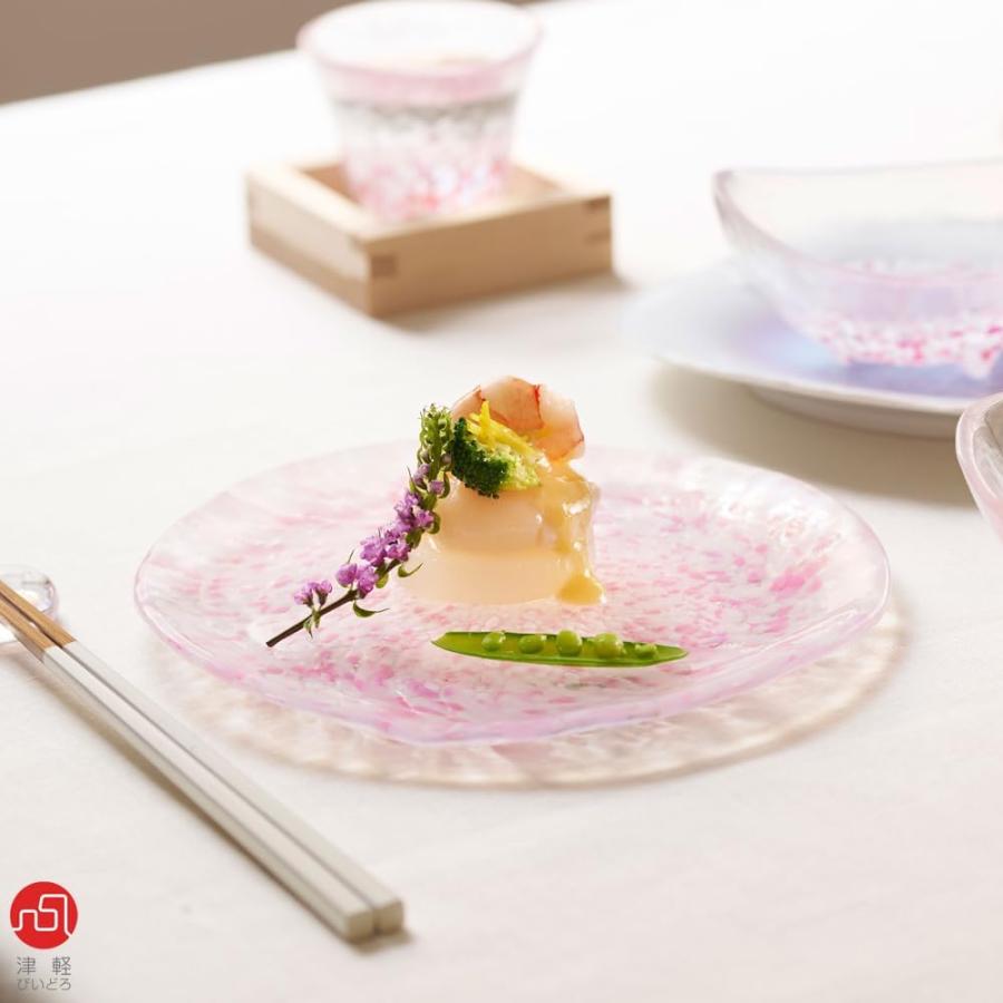 ADERIA Tsugaru Vidro Sakura Sakura Glass Small Plate 18.5 cm