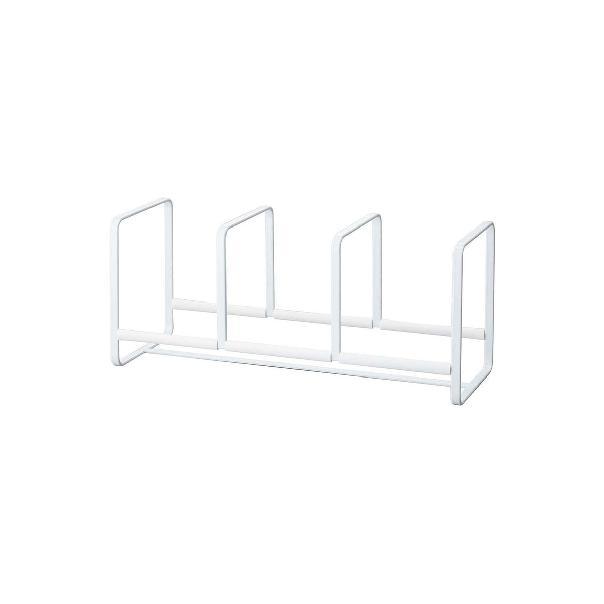 Yamazaki Tower Dish Rack Wide S, Wide Rack That Stands Plates of 15 to 20 cm on Edge in a Cupboard So They Do Not Touch, Silicone Stoppers Stop Sliding, Holds 9 kg, 33 x 12.5 x 14 cm and 480 g, White or Black