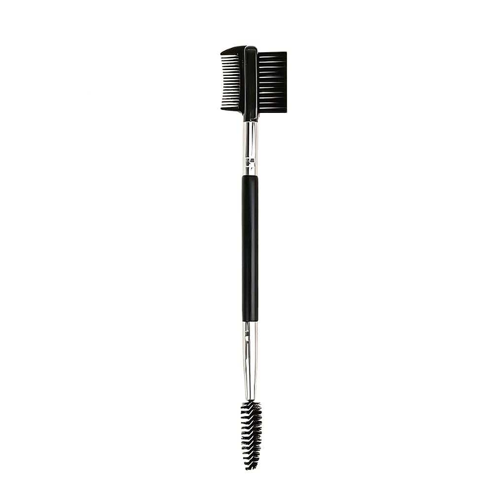 QUANTALY 3-in-1 Eyebrow Brush, Spiral Screw Brush with Two Combs for Brow Shaping, Lash Combing and Blending, 16.5 cm, Black