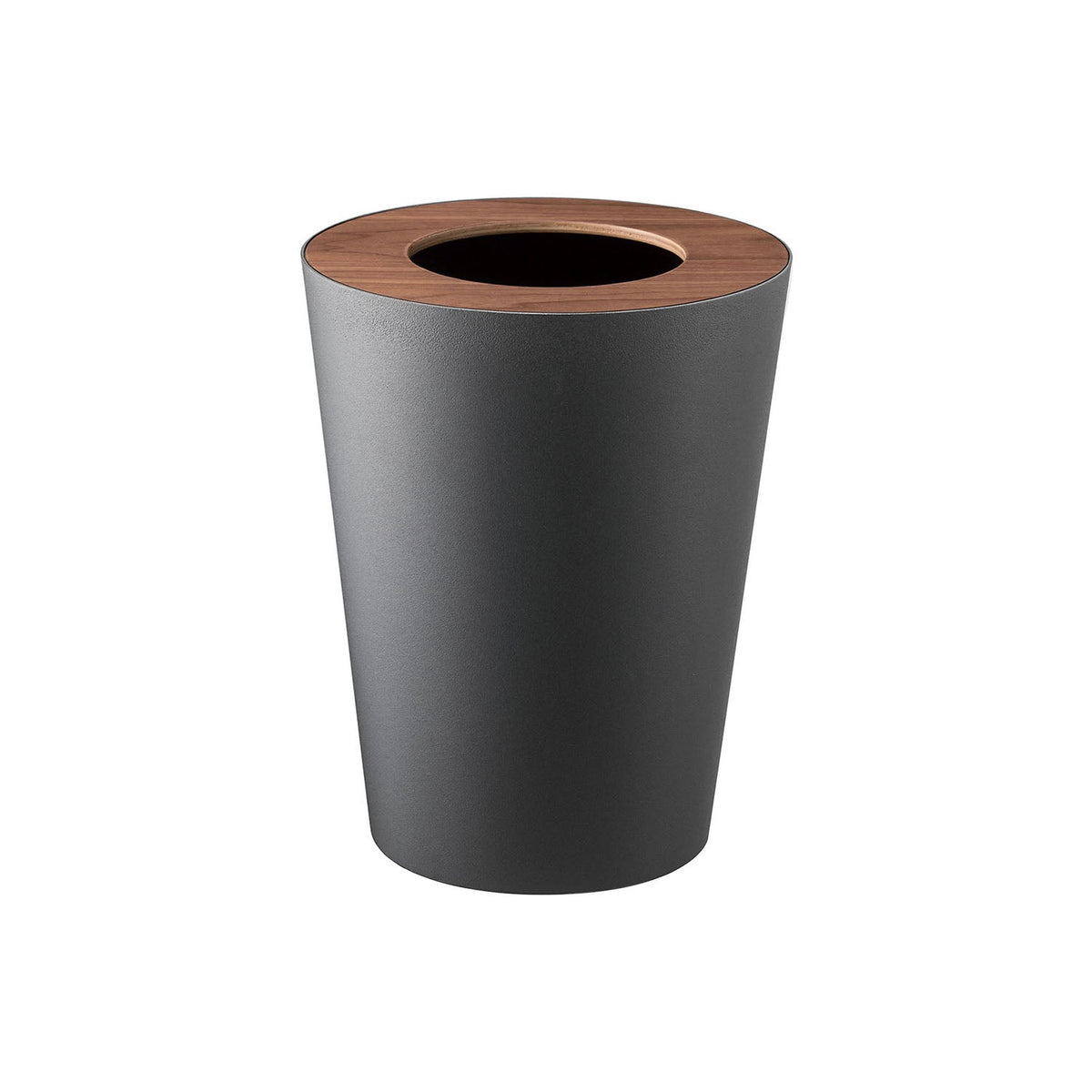 Yamazaki Rin Round Trash Can, 7 L Round Trash Can Mixing Wood and Metal for a Modern Look, Beautiful Wood Grain Lid, 23 x 23 x 28 cm, 23 x 23 x 28 cm and 1300 g, Brown or Natural
