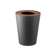 Yamazaki Rin Round Trash Can, 7 L Round Trash Can Mixing Wood and Metal for a Modern Look, Beautiful Wood Grain Lid, 23 x 23 x 28 cm, 23 x 23 x 28 cm and 1300 g, Brown or Natural