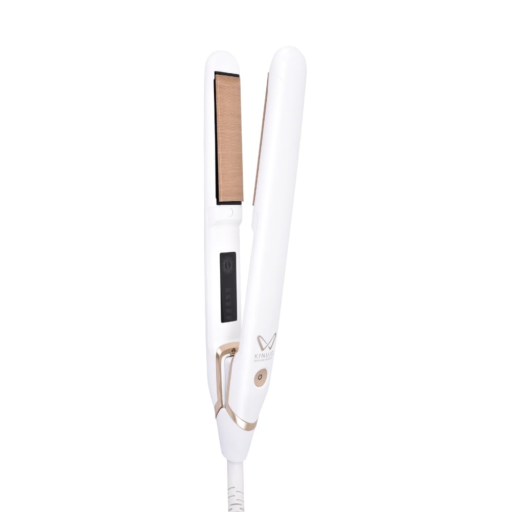 KINUJO W Worldwide Model Straight Hair Iron, Silk Plate, 100-240 V, 140-220 C, White