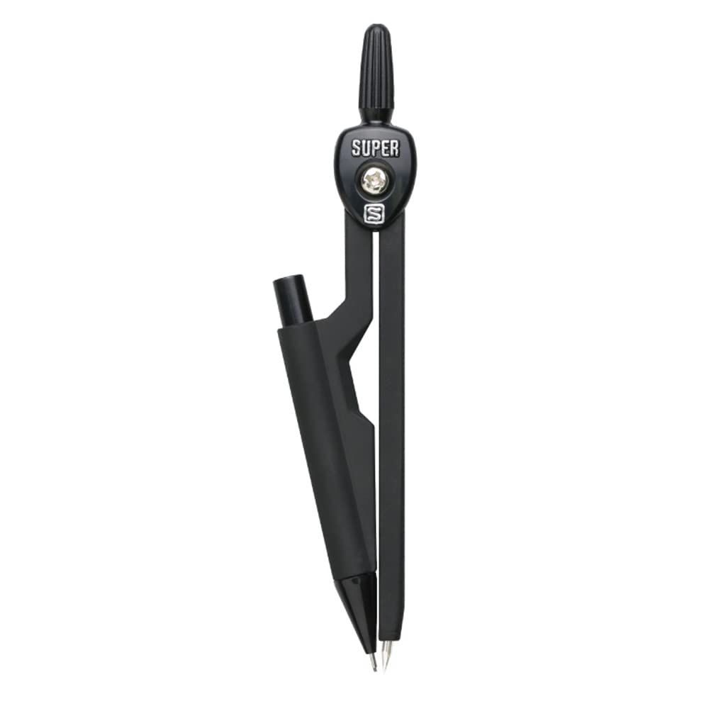 Sonic Super Compass Knock 503, Mechanical Pencil Compass for 0.5 mm Lead with Centre Mechanism Head and Short Safety Needle, 136 x 40 x 18 mm, Black