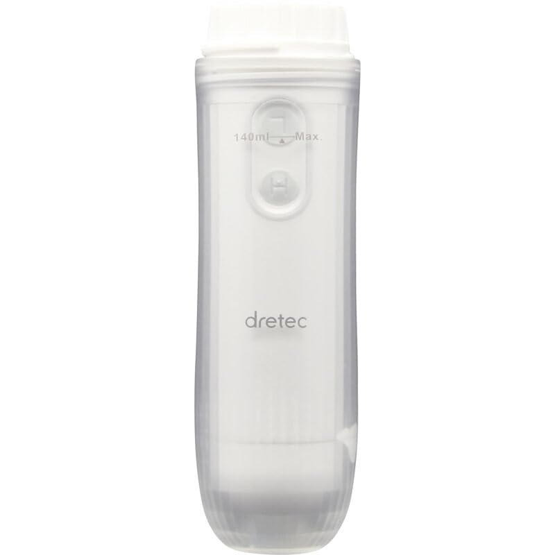 dretec Handy Shower PW-100WT, Portable Electric Bottom Washer 140 mL with 2 Strength Modes, 180-Degree Nozzle, IPX4 Splash-Proof, 2 AAA Batteries Included