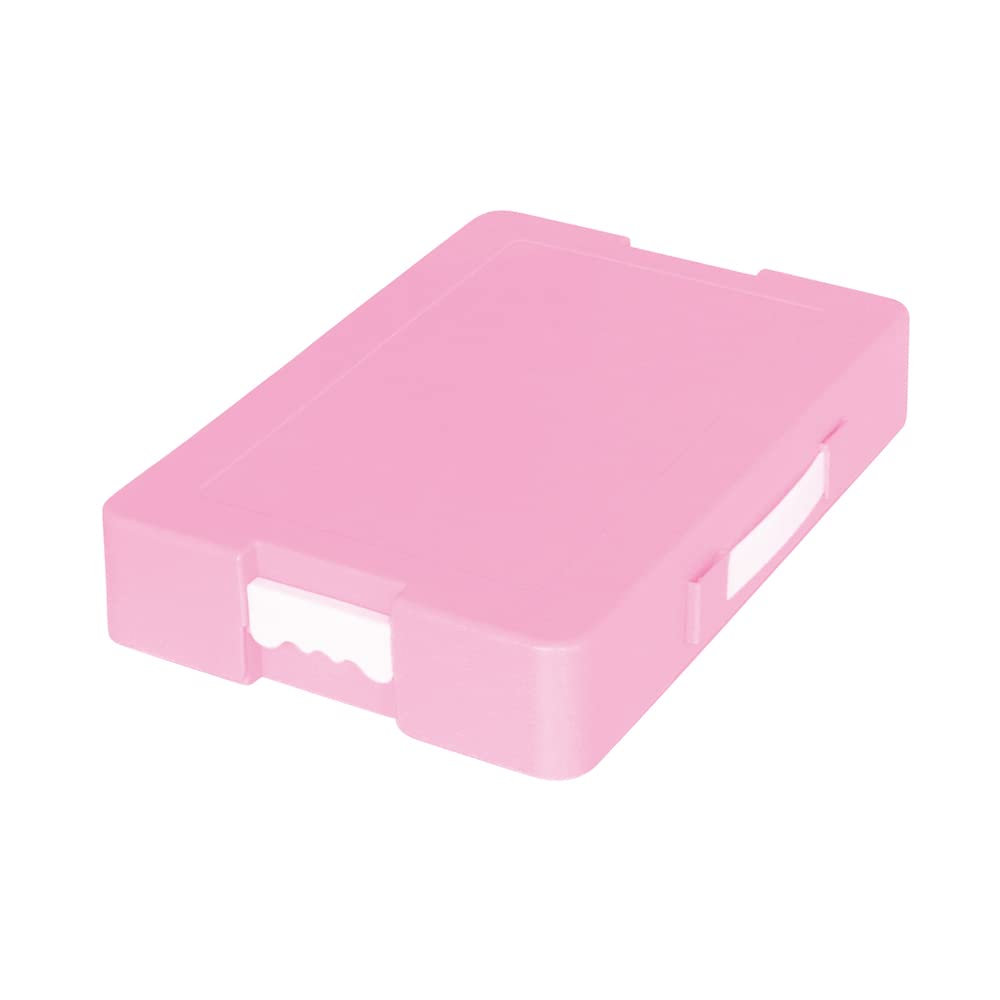 Debika Connectable Snap School Tool Box 04144, A4-Size Lid and Base with 2 Dividers, Name Sticker and Carry Handle, 34.5 x 24 x 6.5 cm, Blue, Pink, Yellow or Purple
