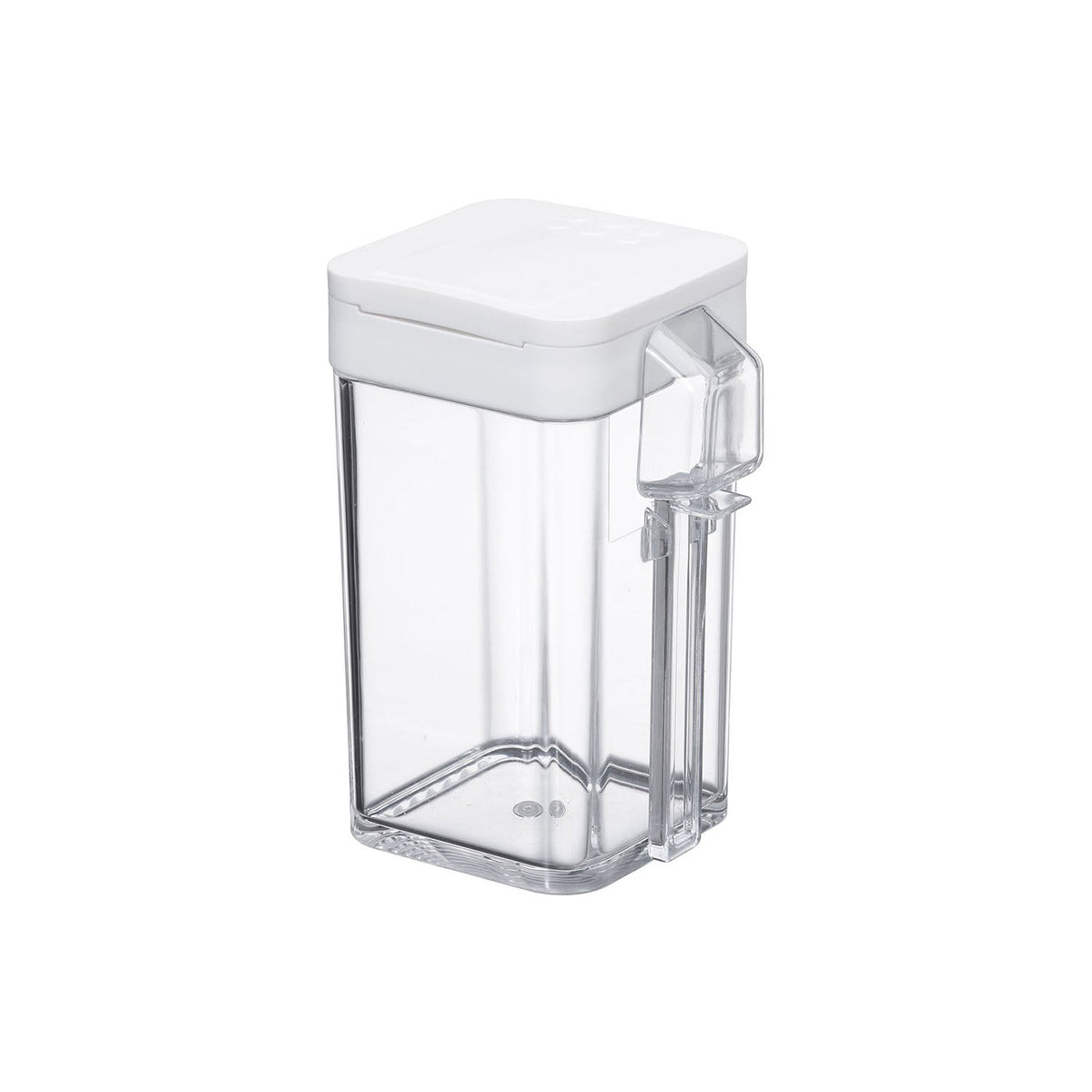 Yamazaki Tower Flour and Spice Bottle 200 mL, 200 mL Flour and Spice Bottle With a One-Hand Sliding Lid, Two Pouring Holes, and a Spoon That Levels 5 mL, Index Sticker Included, 5.8 x 6.2 x 10.5 cm and 100 g, White or Black
