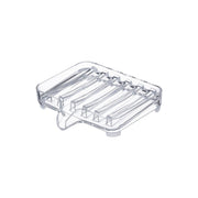 Yamazaki Veil Water-Draining Soap Tray, Clear Curved Soap Tray That Lets Water Run Straight Into the Sink and Keeps the Soap From Sliding Off, Doubles as a Sponge Rest, 11 cm Wide, 11 x 10 x 2.2 cm and 50 g, Clear