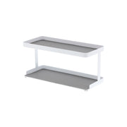 Yamazaki Tower Seasoning Stocker Rack Wide, Two-Tier Rack Sized for Seasoning Stockers (Sold Separately), Holds Three Large or Five Small, Flat Lower Tier Makes Taking Them Out Easy, Holds 3 kg, 27.5 x 11.5 x 13.5 cm and 780 g, White