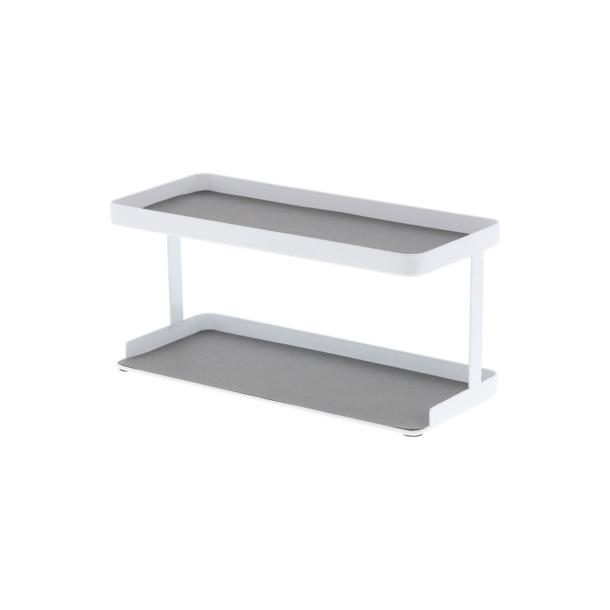 Yamazaki Tower Seasoning Stocker Rack Wide, Two-Tier Rack Sized for Seasoning Stockers (Sold Separately), Holds Three Large or Five Small, Flat Lower Tier Makes Taking Them Out Easy, Holds 3 kg, 27.5 x 11.5 x 13.5 cm and 780 g, White