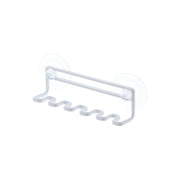 Yamazaki Tower Suction Toothbrush Holder 5 Slots, Five-Slot Toothbrush Holder on Suction Cups That Sticks to a Mirror, Tile or Glass and Floats Brushes So They Dry Quickly, Also Holds a Shaver, 250 g Per Hook, 15 x 4.5 x 5.5 cm and 80 g, White