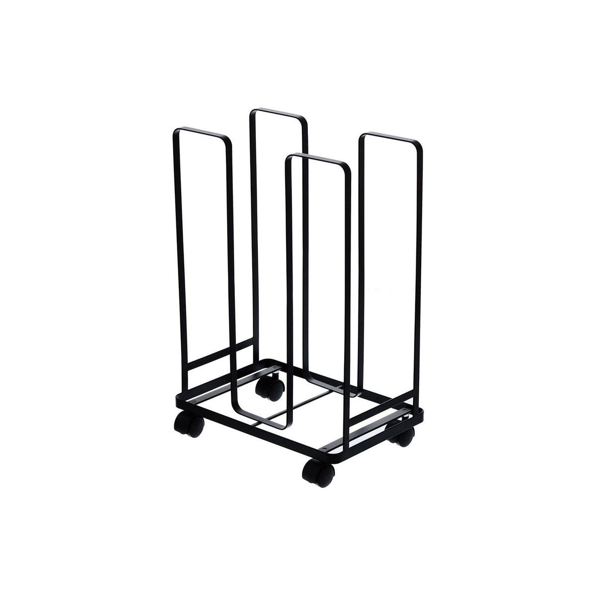 Yamazaki Tower Cardboard Stocker, Slim Rack on Casters That Stores 10 to 15 Flattened Cardboard Boxes and Lets You Pass String Under to Tie Them In Place, 30 cm Wide, Holds 5 kg, 30 x 23 x 43.5 cm and 1200 g, White or Black