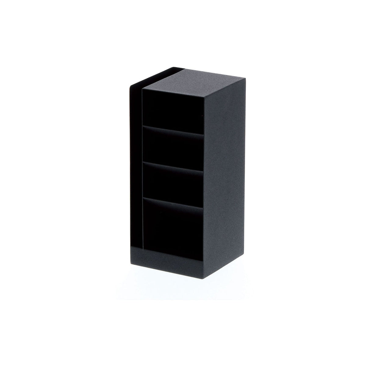 Yamazaki Tower Pen Stand, Heavy Steel Pen Stand With Slanted Dividers That Hold Pens, Mail and a Long Ruler, Stands Upright or Lies on Its Side, Cushions Included, 9 x 9 x 20 cm and 750 g, White or Black