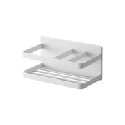 Yamazaki Tower Magnetic Sponge and Bottle Rack, Rack That Sticks to a Refrigerator Side or Steel Kitchen Panel by Strong Magnet, Holds 1.5 kg, 16.5 x 8.5 x 8 cm and 410 g, White or Black