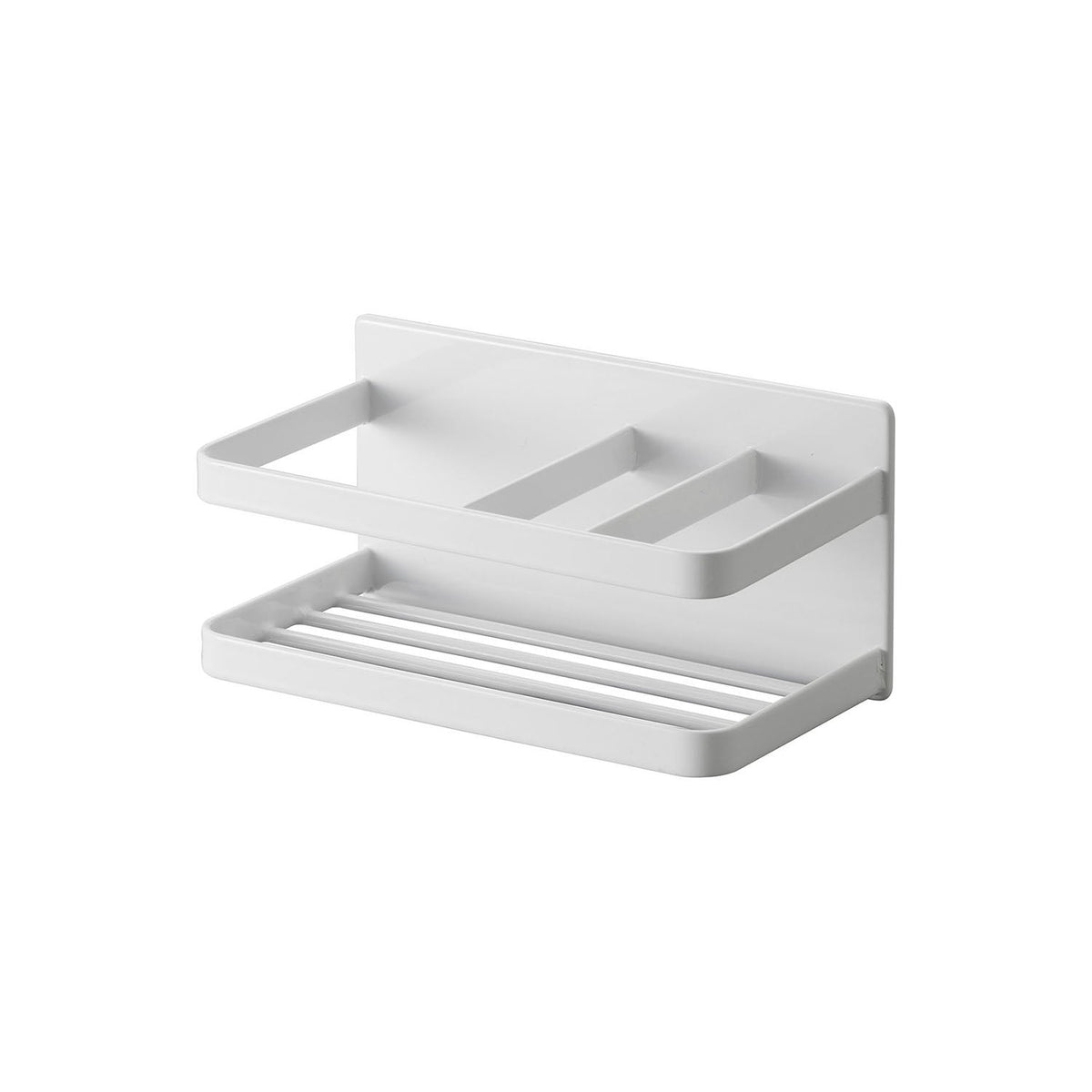 Yamazaki Tower Magnetic Sponge and Bottle Rack, Rack That Sticks to a Refrigerator Side or Steel Kitchen Panel by Strong Magnet, Holds 1.5 kg, 16.5 x 8.5 x 8 cm and 410 g, White or Black