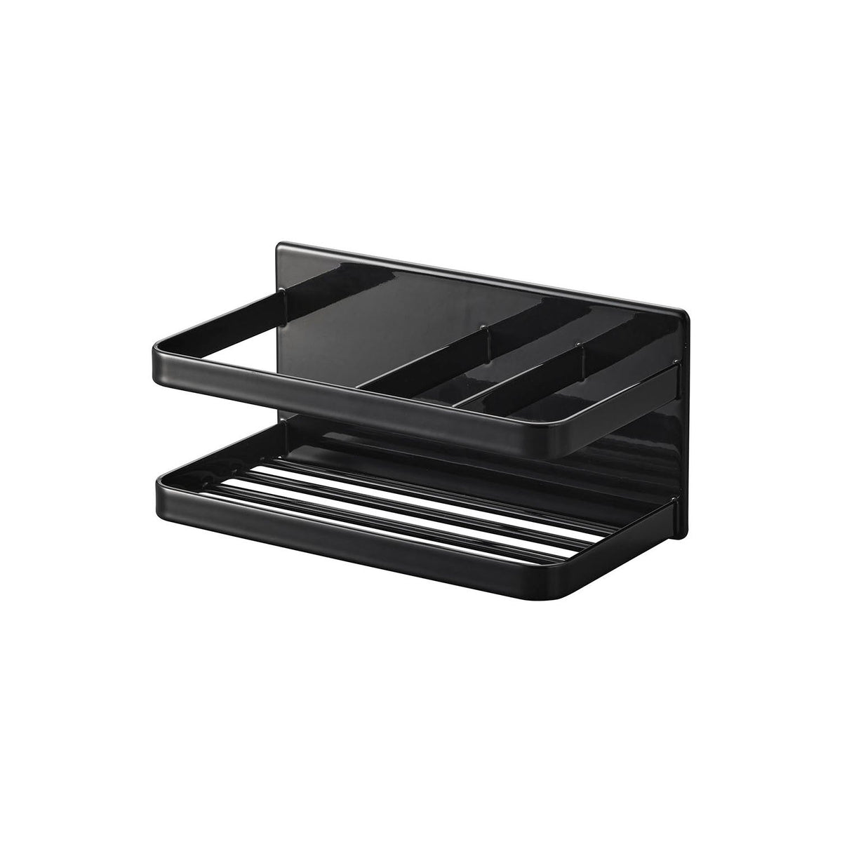 Yamazaki Tower Magnetic Sponge and Bottle Rack, Rack That Sticks to a Refrigerator Side or Steel Kitchen Panel by Strong Magnet, Holds 1.5 kg, 16.5 x 8.5 x 8 cm and 410 g, White or Black