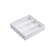 Yamazaki Tower Extendable Sliding Cutlery Tray, Extendable Tray With a Sliding Translucent Top Tray That Fits Drawers 25 to 45 cm, Right Pocket Holds Long Chopsticks, Heat Safe to 80 C, 25 x 24.6 to 45 x 5.7 cm and 620 g, White or Black