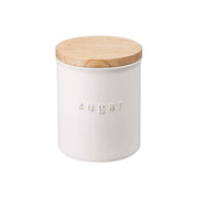 Yamazaki Tosca Ceramic Canister, 450 mL Ceramic Canister With a Natural Wood Lid in Sugar, Salt or Coffee Versions That Suit a Nordic Style Kitchen, 9.5 cm Wide, 9.5 x 9.5 x 11.5 cm and 420 g, Sugar or Salt or Coffee