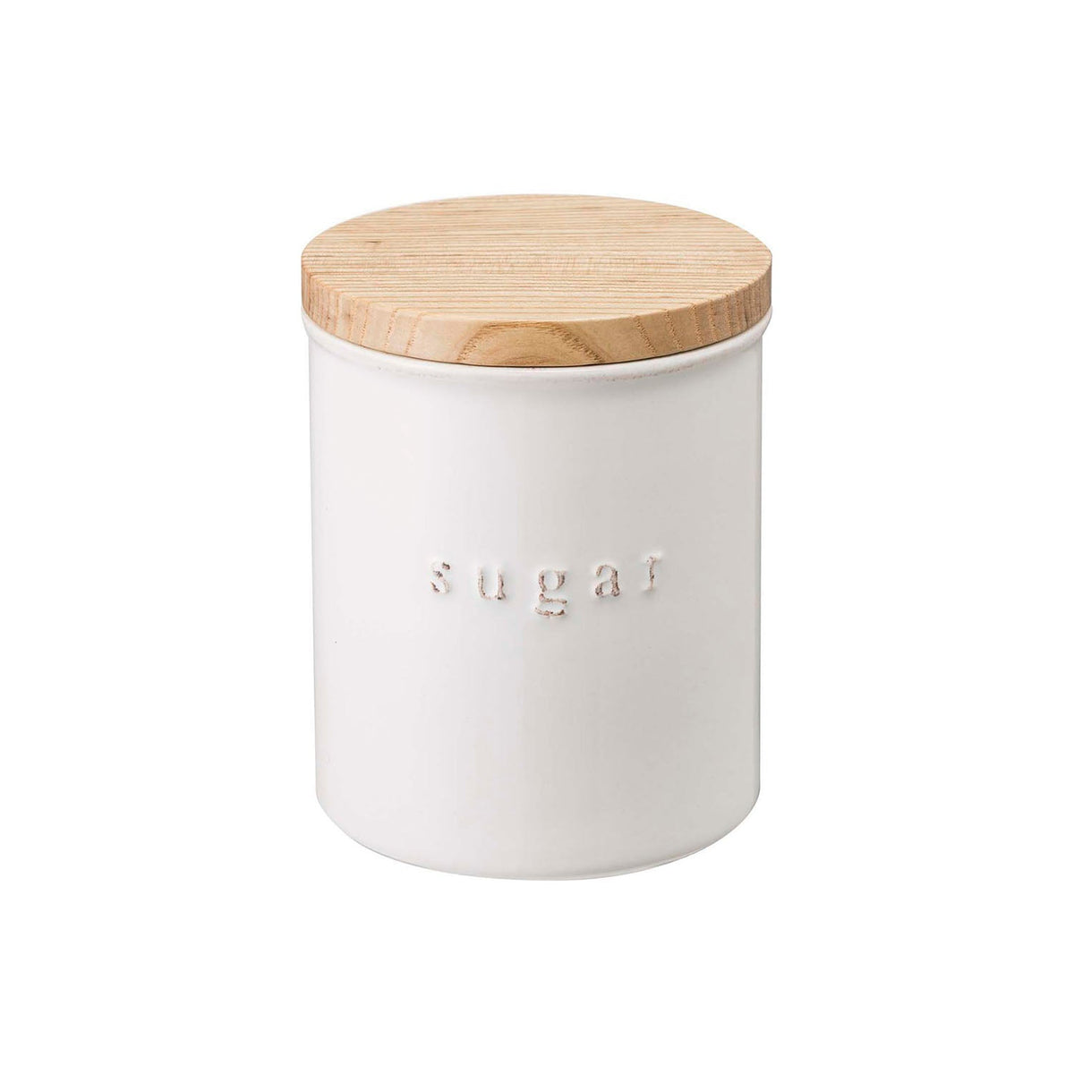 Yamazaki Tosca Ceramic Canister, 450 mL Ceramic Canister With a Natural Wood Lid in Sugar, Salt or Coffee Versions That Suit a Nordic Style Kitchen, 9.5 cm Wide, 9.5 x 9.5 x 11.5 cm and 420 g, Sugar or Salt or Coffee
