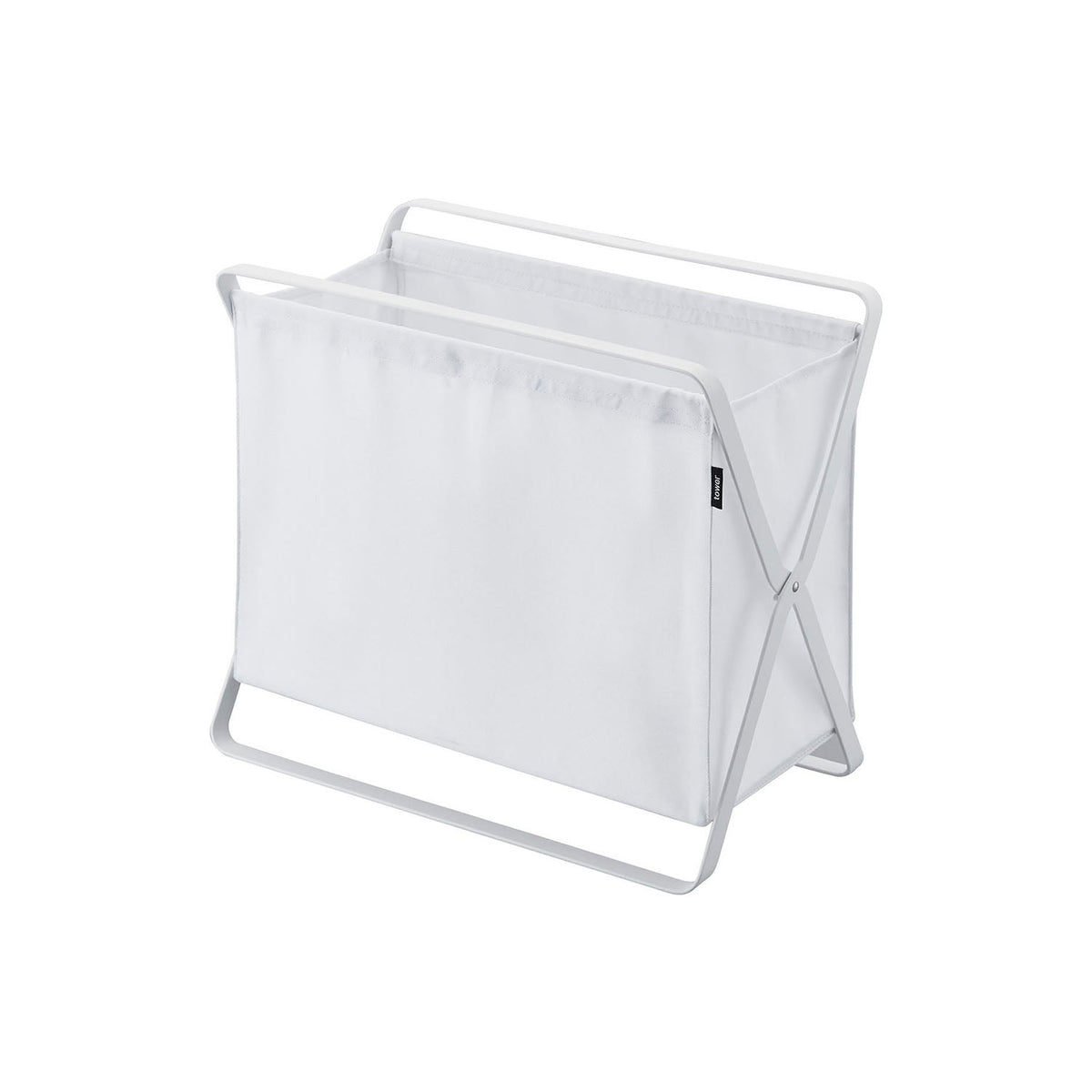 Yamazaki Tower Baggage Storage Box, Folding 32 L Basket Box That Keeps Bags Off the Floor, Also Takes Laundry and Magazines, Folds Flat to 4.5 cm Deep, Holds 10 kg, 46 x 29 x 40 cm and 2100 g, White or Black