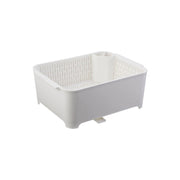Yamazaki Tower Washing-Up Draining Set, Large Wash Tub and Draining Basket Set With Cutlery Pockets and a Drain You Can Point Two Ways to Run Water Into the Sink, 8.5 L, Holds 10 kg, 37 x 28 x 14.5 cm and 970 g, White