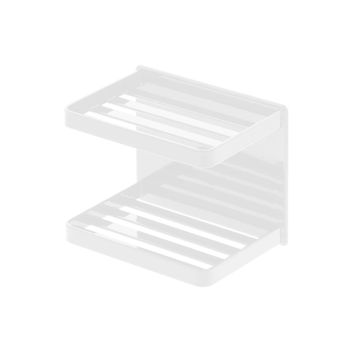 Yamazaki Tower Magnetic Bathroom Soap Tray 2 Tiers, Holder That Sticks to a Steel Bathroom Wall by Magnet and Drains Water So Slime Stays Away, Holds 500 g per shelf, 12 x 8.5 x 10 cm and 420 g, White or Black