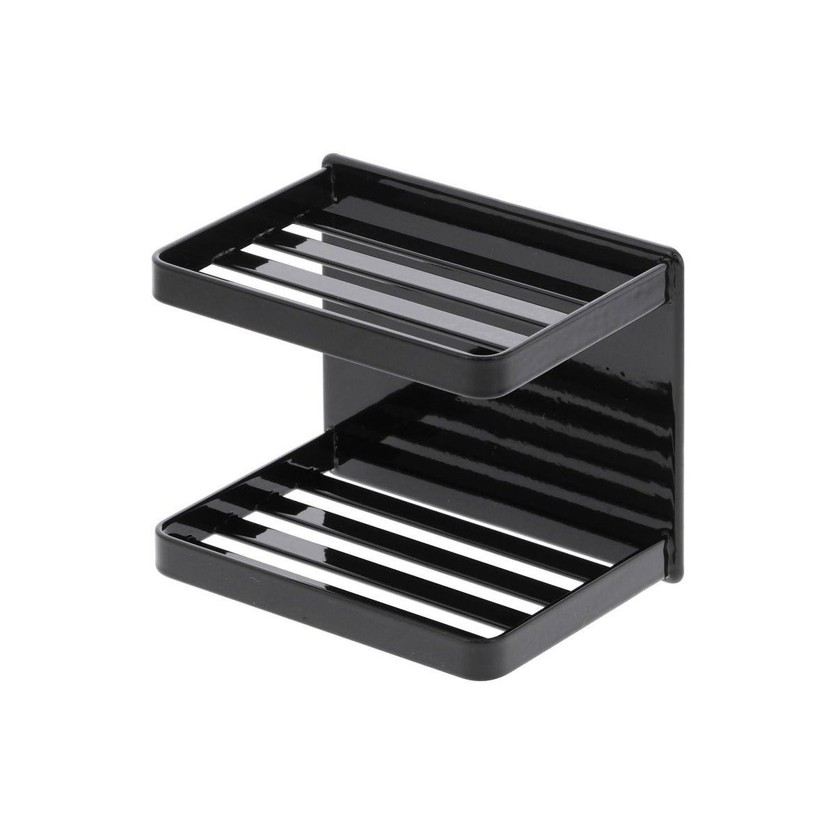 Yamazaki Tower Magnetic Bathroom Soap Tray 2 Tiers, Holder That Sticks to a Steel Bathroom Wall by Magnet and Drains Water So Slime Stays Away, Holds 500 g per shelf, 12 x 8.5 x 10 cm and 420 g, White or Black