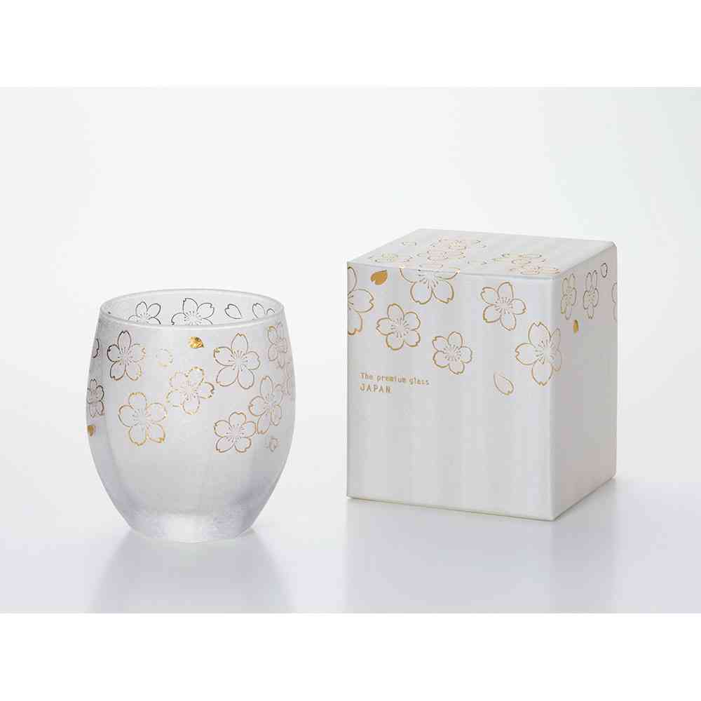 ADERIA Gold Sakura Old Fashioned Glass With Cherry Blossoms
