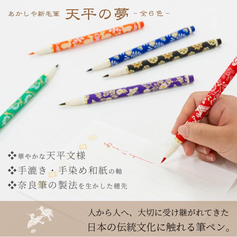 Akashiya Tenpyo no Yume Calligraphy Brush Pen Set, 6 Colours