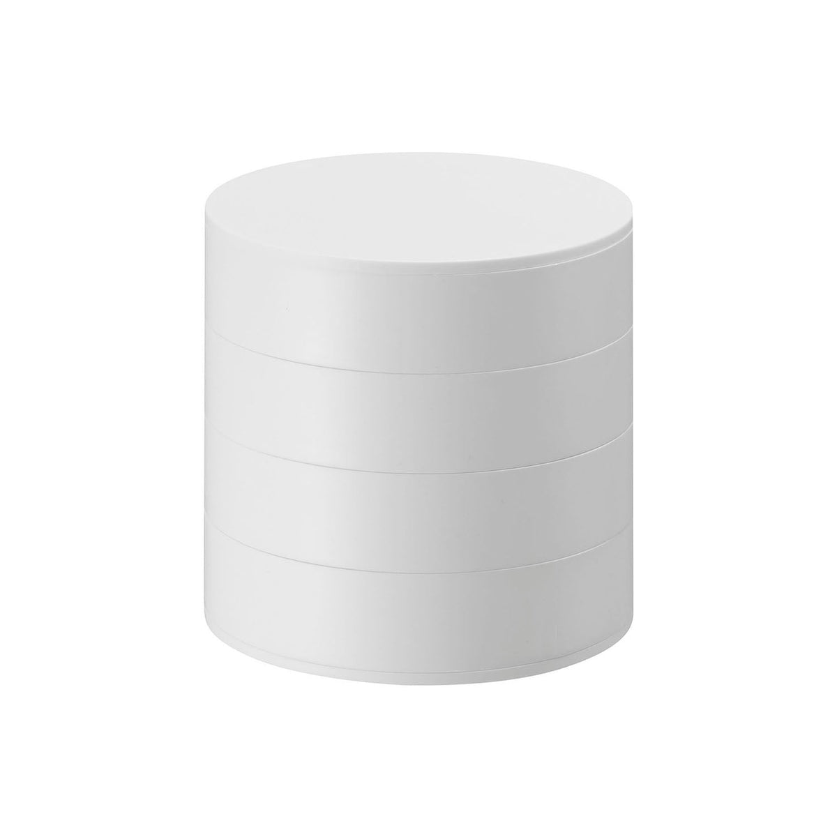 Yamazaki Tower Accessory Tray 4 Tiers, Four Slide-Out Trays in a 10 cm Tower for Accessories, Slide Out the One You Need, Stack Them Compact When Unused, Felt Mat Protects, 10 x 10 x 10 cm and 200 g, White or Black