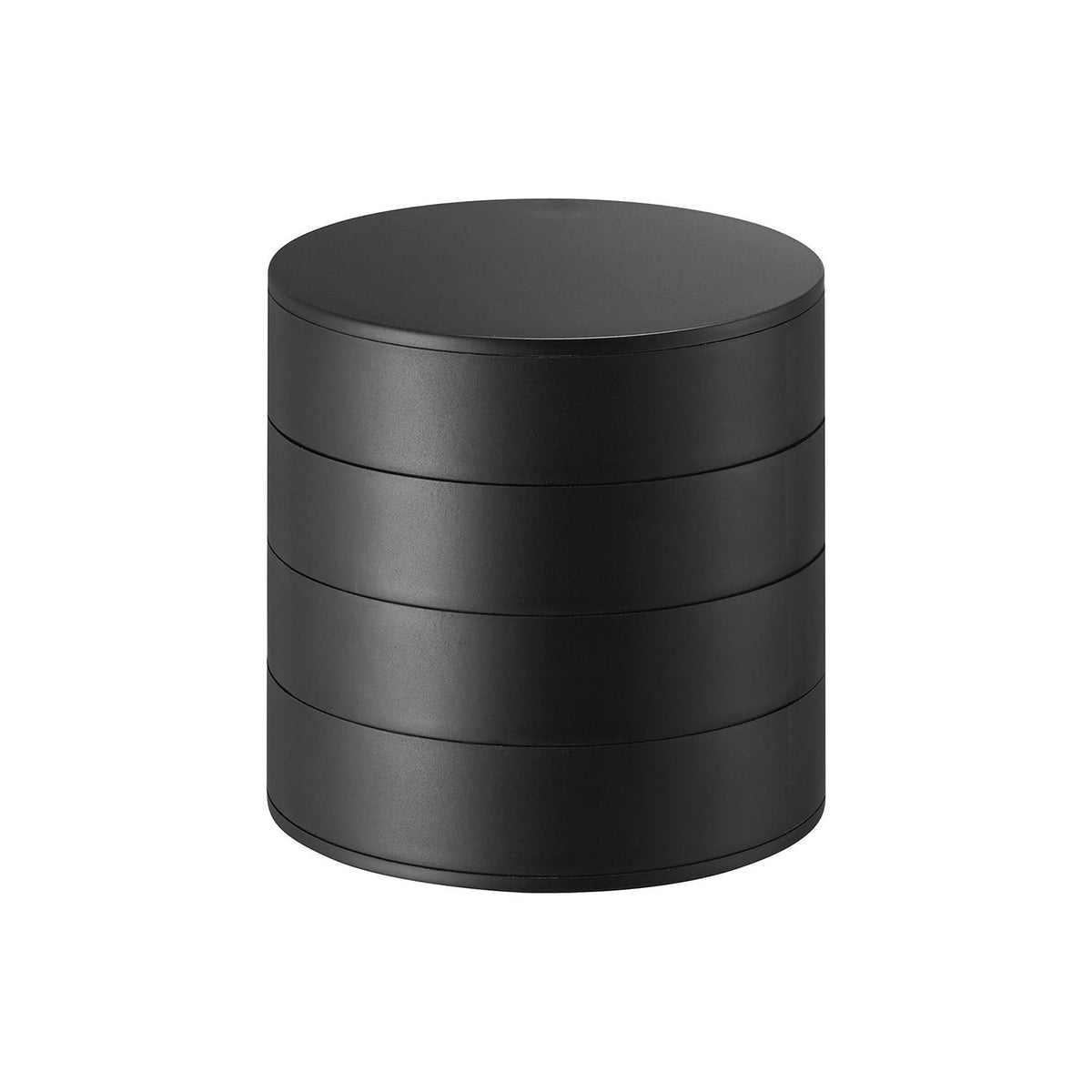 Yamazaki Tower Accessory Tray 4 Tiers, Four Slide-Out Trays in a 10 cm Tower for Accessories, Slide Out the One You Need, Stack Them Compact When Unused, Felt Mat Protects, 10 x 10 x 10 cm and 200 g, White or Black