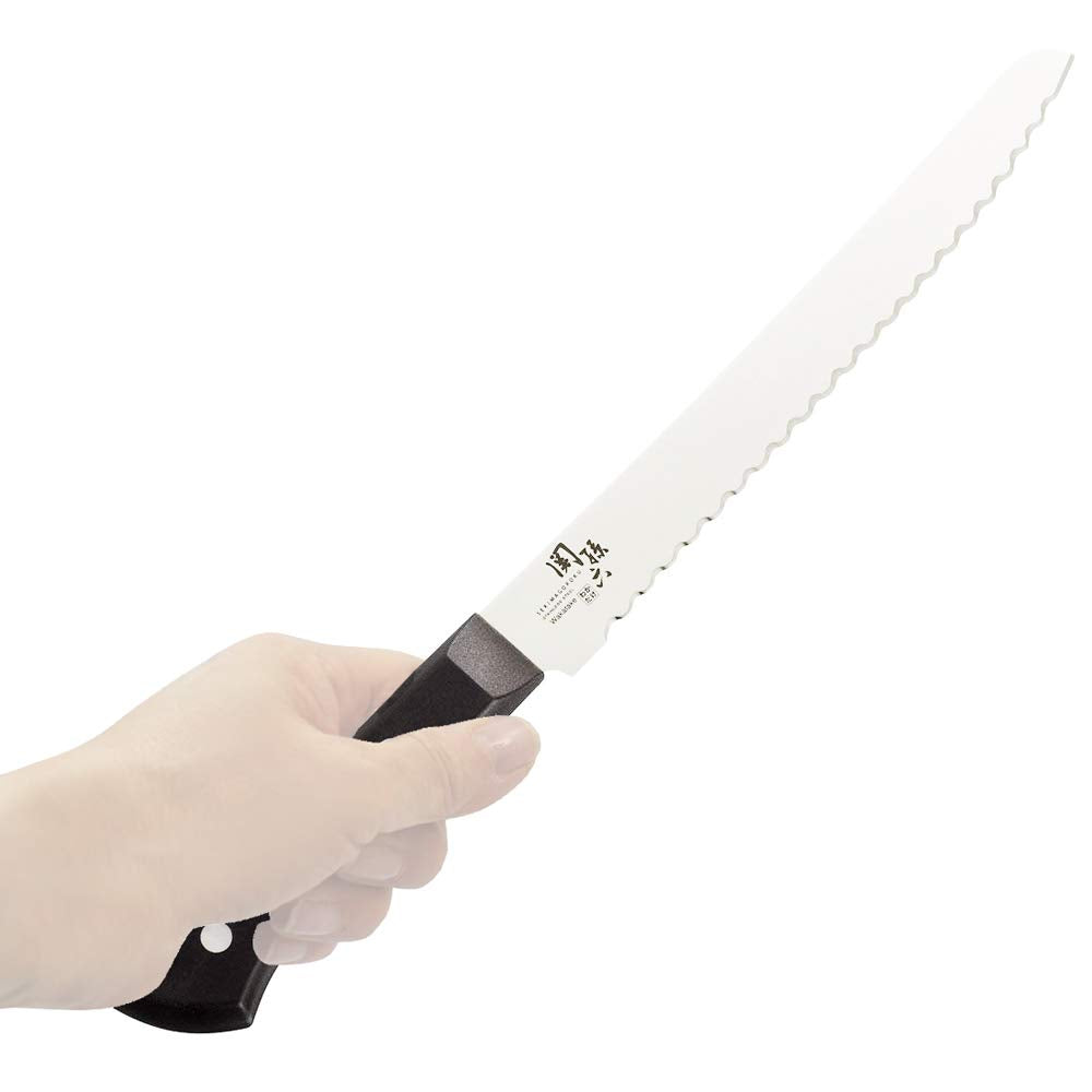 KAI Seki Magoroku Wakatake Bread Knife 210 mm AB5425 with Serrated Stainless Blade and Dishwasher-Safe Resin Handle, Made in Japan