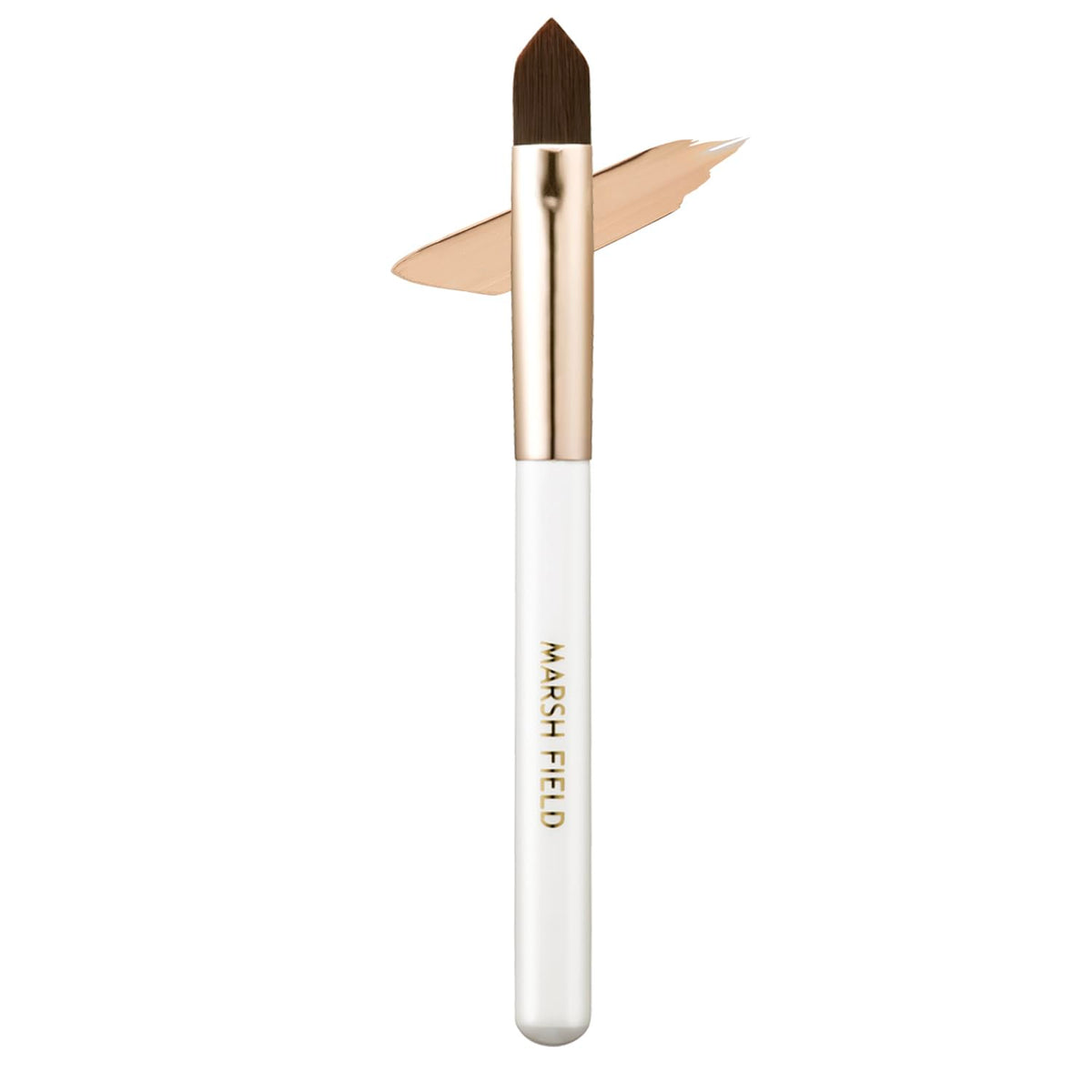 Marshfield Concealer Brush F, Pointed Flat Synthetic Brush for Dark Circles, Spots and Edges of Brows and Eyes, White and Gold