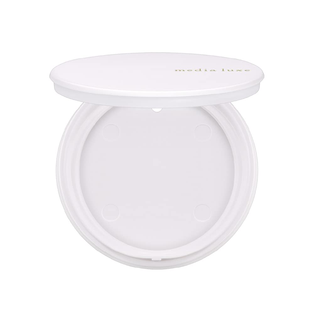 Media Luxe Pressed Powder Case, White Thin Compact Case with Mirror for Media Luxe Pressed Powder Refills