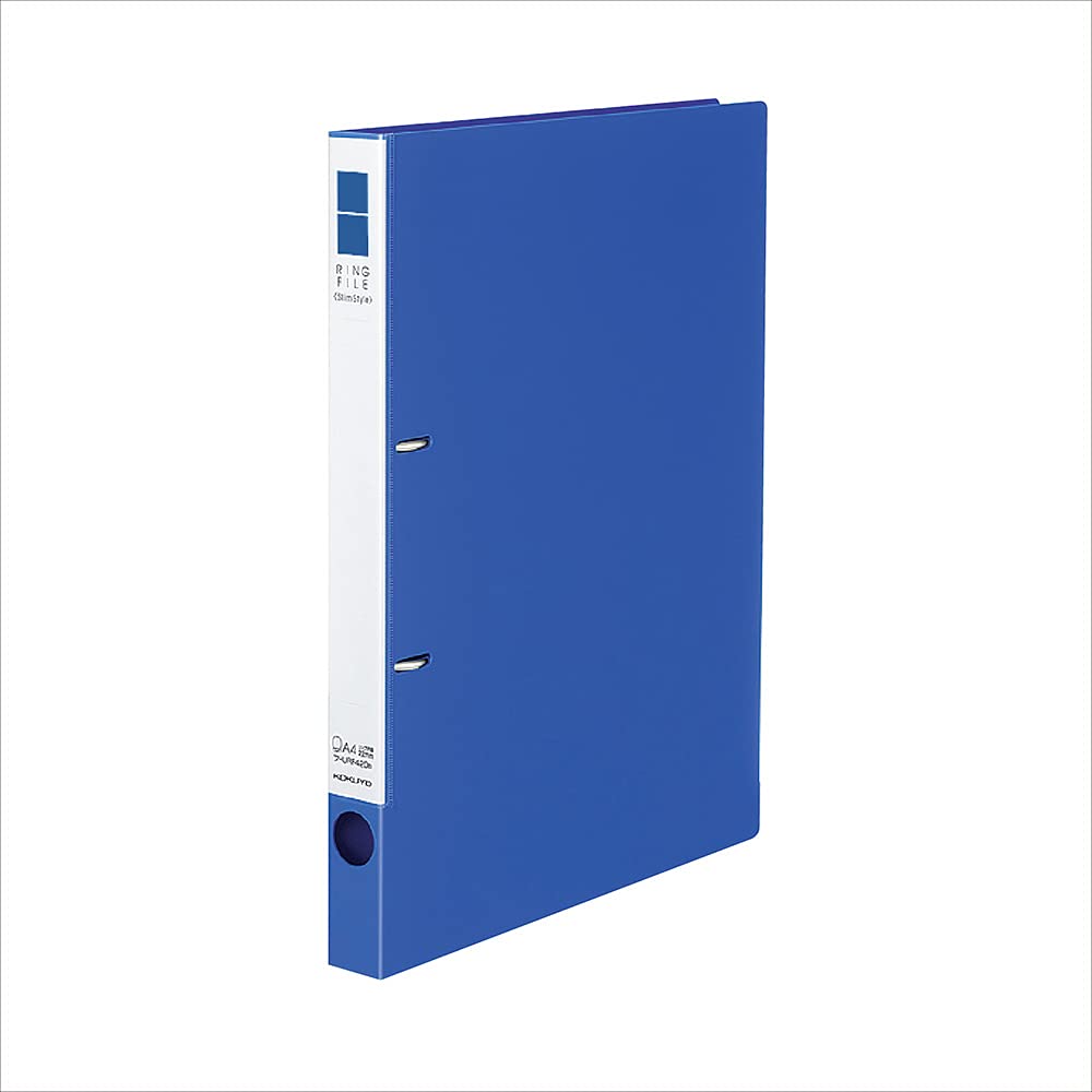 KOKUYO Slim Style Ring File A4 2-Hole 180 Sheets, 22 mm Ring, 307 x 243 x 27 mm, 158 g in Yellow-Green, Blue, Green, Yellow, Red or Dark Gray