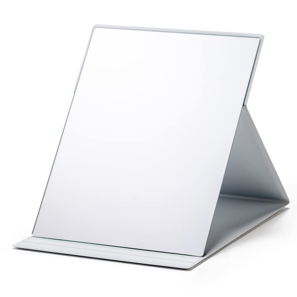 Horiuchi Mirror Pro-Model Folding Standing Mirror, Frameless Lightweight Makeup Mirror in S, M, L and LL Sizes, White or Black, Made in Japan
